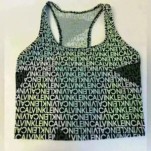 CALVIN KLEIN WOMEN TOP RUNNING PRINTED LOGO GOLD SIZE S